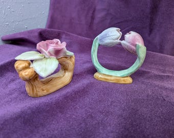 Vintage Pia Bone China Napkin Rings, Philippines 1986