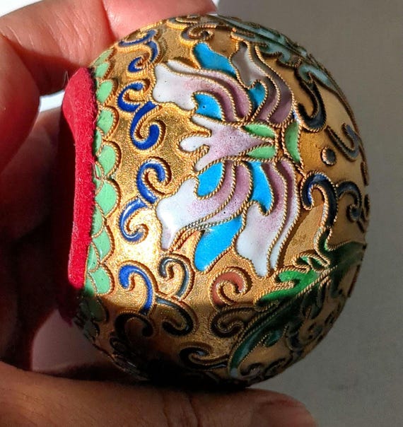 Cloisonne Enamel and Brass Paperweight. - Etsy