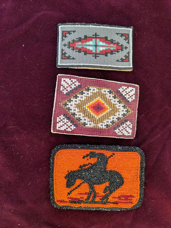 Antique Native American Beaded Belt Buckle Navajo Vintage Native American Navajo Beaded Leather 34” Belt. Read  main image 4