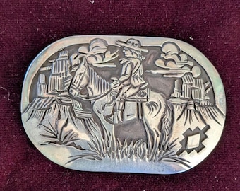 Hebilla de cinturón de plata esterlina de los nativos americanos Navajo.