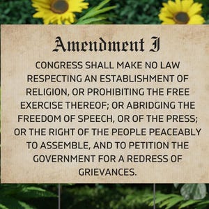 Protest Yard Sign, First Amendment Plastic Yard Sign, US Constitution Freedom of Speech Sign, Political Activist Sign, Patriotic Protest