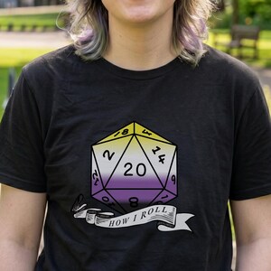 D20 Non-Binary Pride T-Shirt: Geeky LGBTQ+ Gamer Tee