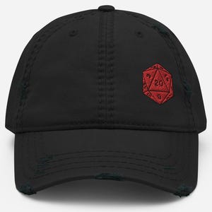 Distressed Embroidered D20 TTRPG Dice Vintage Baseball Hat