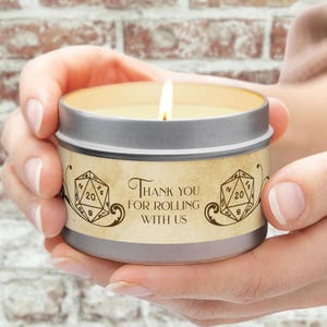Velas en lata de regalo de Game Master, elegantes regalos de boda D20, 8 oz y 4 oz