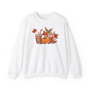 Cute Fall Sweatshirt, Coffee Lover Gift, Halloween Pumpkin Latte, Pumpkin Spice, Fall Vibes, Unisex Heavy Blend™ Crewneck Sweatshirt