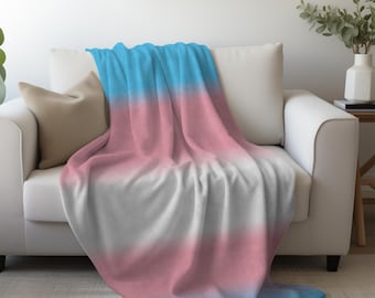 Trans Pride Flag Cozy Lightweight Velveteen Microfiber Blanket, Reading Blanket, Dorm Room Throw