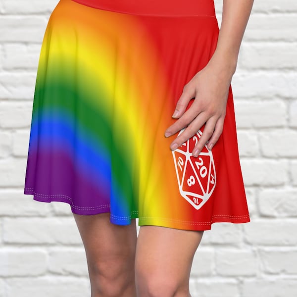 Falda de patinadora con la bandera del orgullo arcoíris de D20 TTRPG