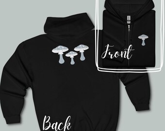 Bluza z kapturem i haftowanym grzybem śmierci, czarna, wygodna bluza dla miłośników natury i grzybów