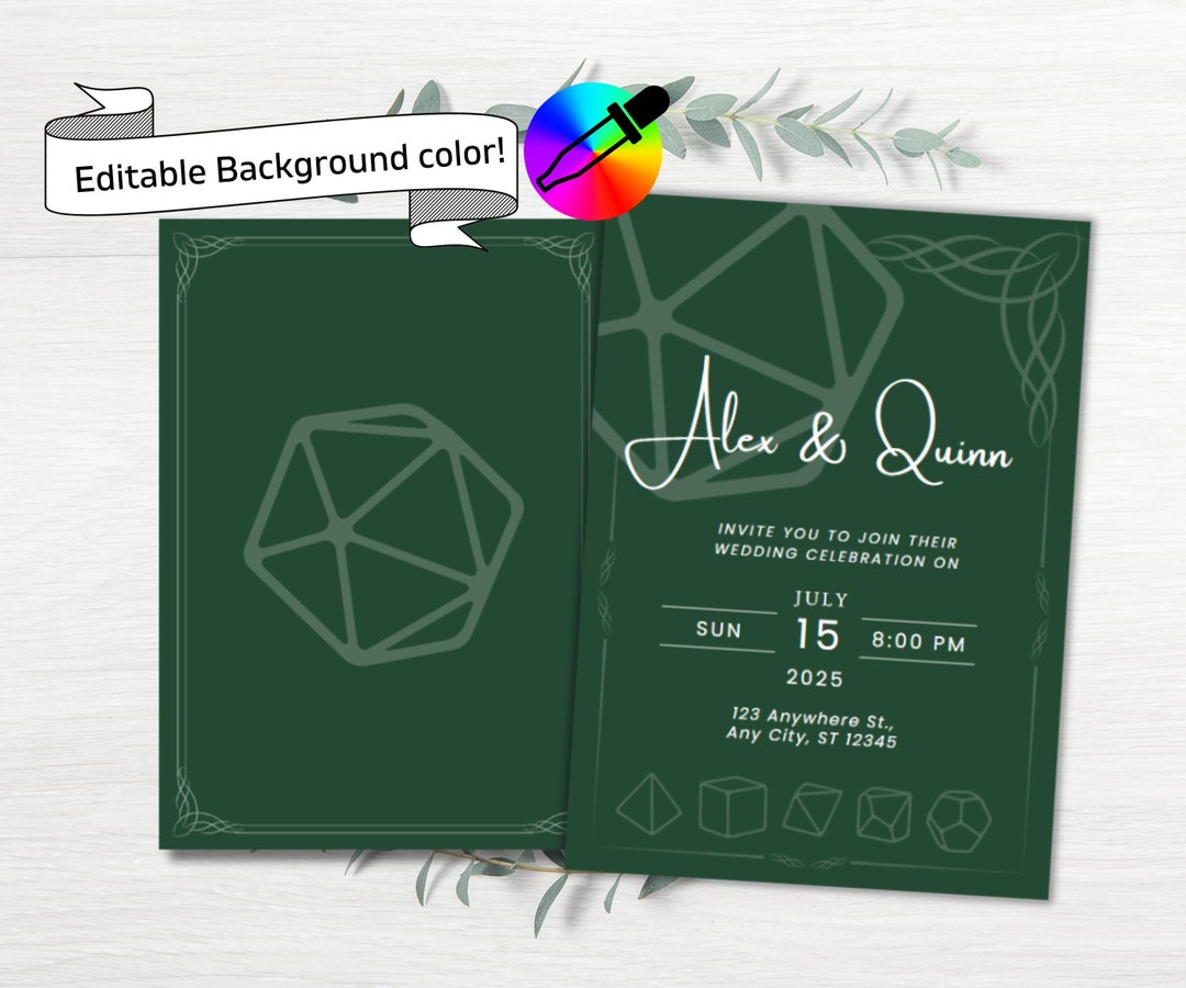 Fantasy Invite Design Elegant Fantasy Wedding Invitation D20 TTRPG Theme - Editable Canva ...