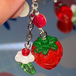 Cute strawberry earrings | strawberry earrings | summer earrings | cute earrings | handmade earrings | summer core earrings | coquette |