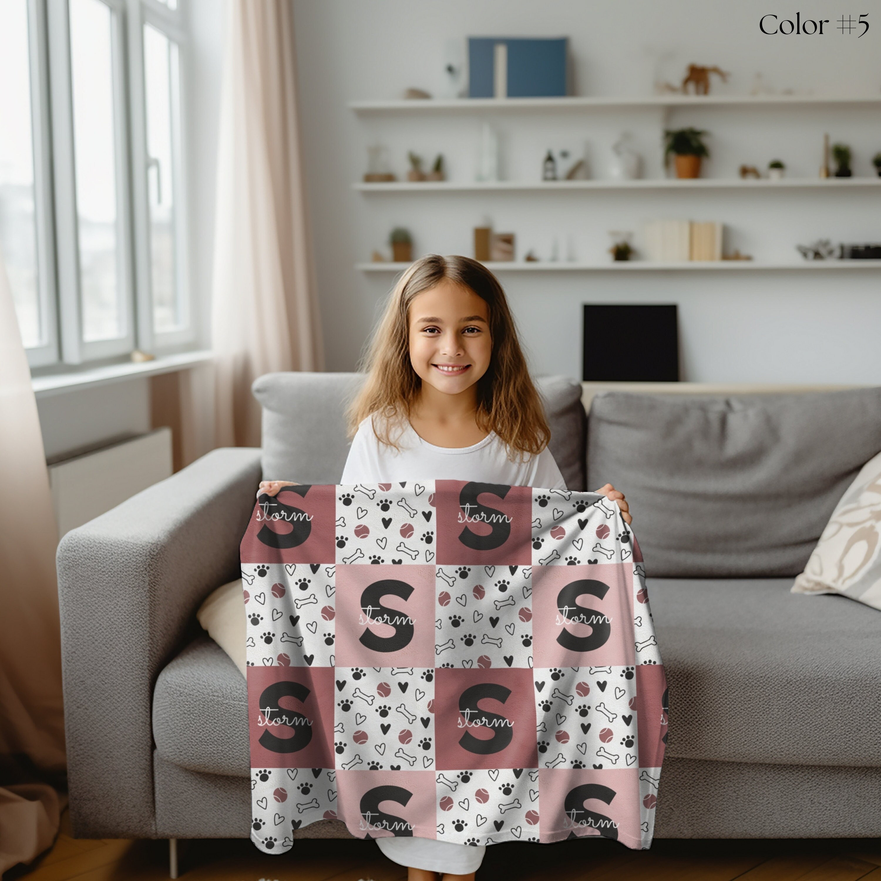 Dog Name Blanket with Bone and Ball, Personalized Dog Blanket, Cute Dog Blanket, Gift for Dog, Personalized Puppy Blanket, Dog Bedding
