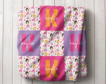Princess Blanket for Toddler or Baby Girl, Personalized Minky/Sherpa Blanket, Princess Birthday Gift, Custom blanket