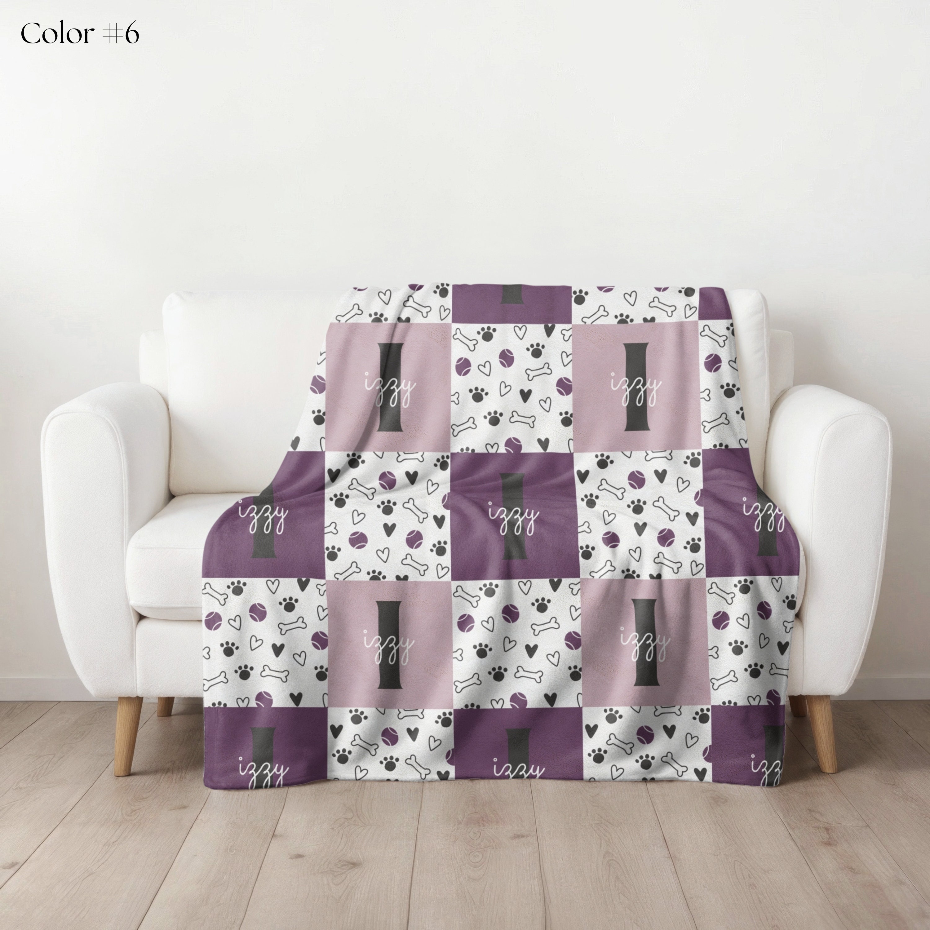 Dog Name Blanket with Bone and Ball, Personalized Dog Blanket, Cute Dog Blanket, Gift for Dog, Personalized Puppy Blanket, Dog Bedding