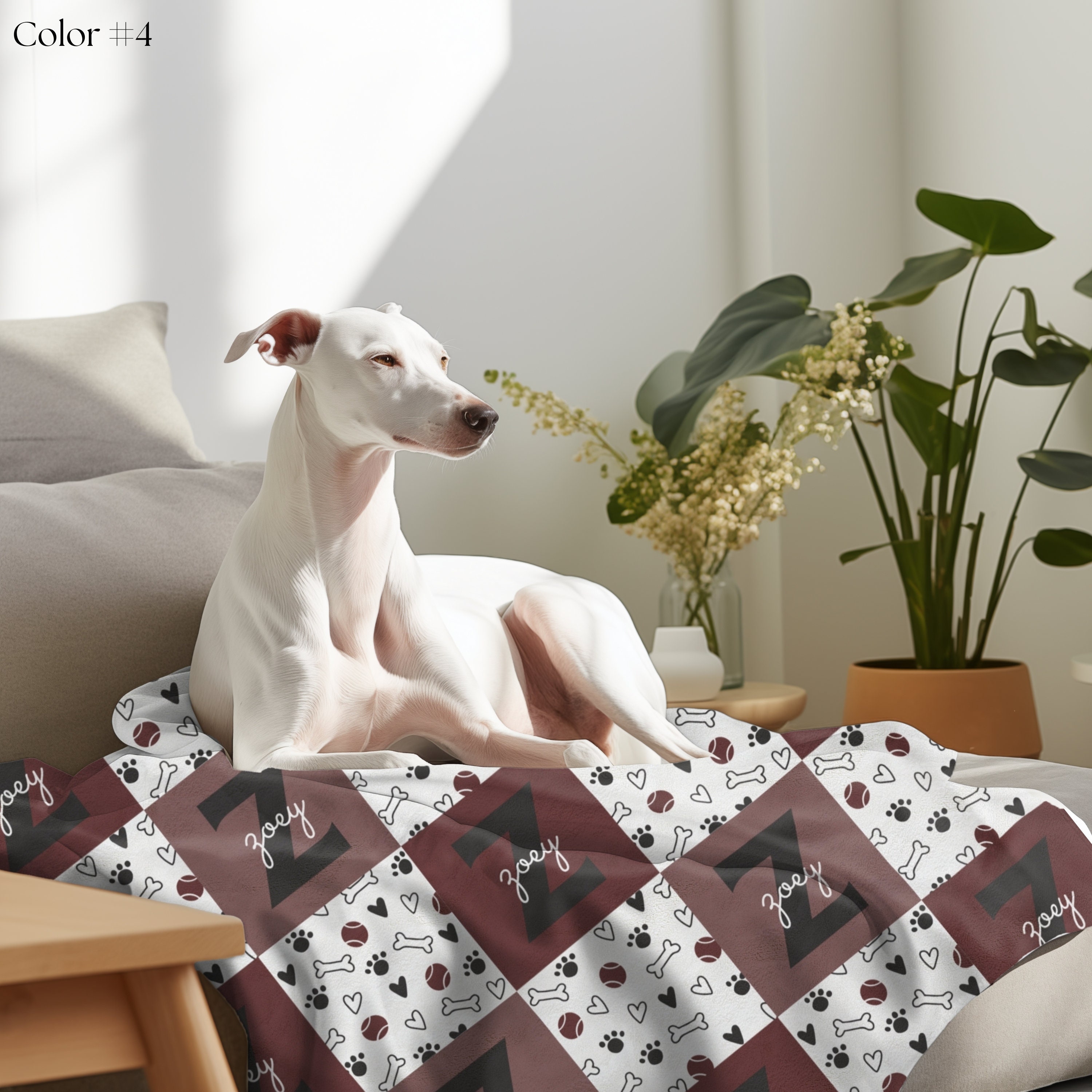 Dog Name Blanket with Bone and Ball, Personalized Dog Blanket, Cute Dog Blanket, Gift for Dog, Personalized Puppy Blanket, Dog Bedding
