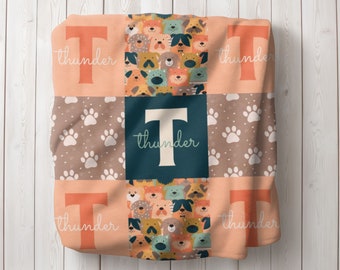 Cute Dog Name Blanket, Personalized Dog Blanket, Gift For Dog, Dog Name Blanket, Puppy Gift, Personalized Puppy Blanket, Minky Dog Blanket