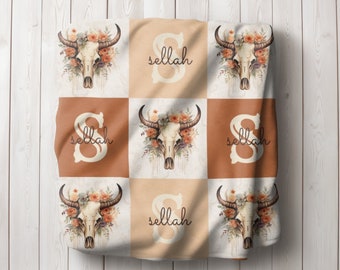 Western Boho Baby Blanket, Western Baby/Toddler Blanket, Personalized Baby Blanket, Boho Nursery, Cute Baby Sherpa/Minky Blanket Gift