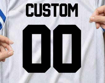 Custom Jersey Back Name & Number DTF, Ready to Press, Any Color, Any Font