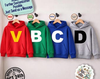 Personalized Initial Kids Hoodie for Cosplay, Custom Letter Halloween Apparel