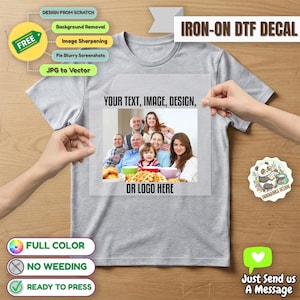 Custom Iron On DTF Transfer, Full Color Print, Free Design