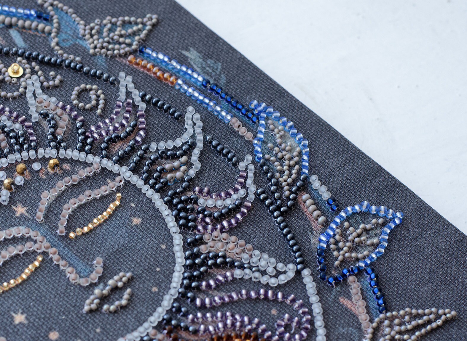 Sun and Moon Embroidery Kit on Canvas, DIY, Astronomy Decor, Сraft Kit