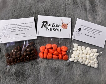 Reindeer poop, snowman farts, reindeer noses, souvenirs for Christmas, winter, gift idea, Advent calendar