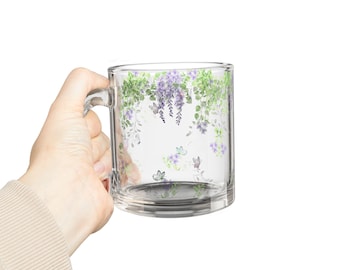 Glass Mug Floral Glass Mug Floral Perfect for Tea Lovers Gifts for Her Spring Decor Cozy Mornings Garden Party Custom Mug