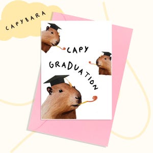 Télécharger la carte Capybara Graduation | carte de remise des diplômes numérique | Cadeau de fin d'études Funy à imprimer