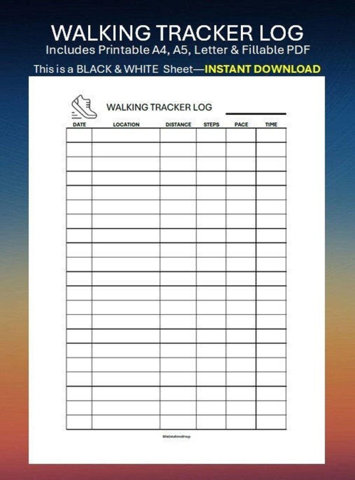 All Colors Walking Tracker Printable, Journal, Walking Log, Daily ...