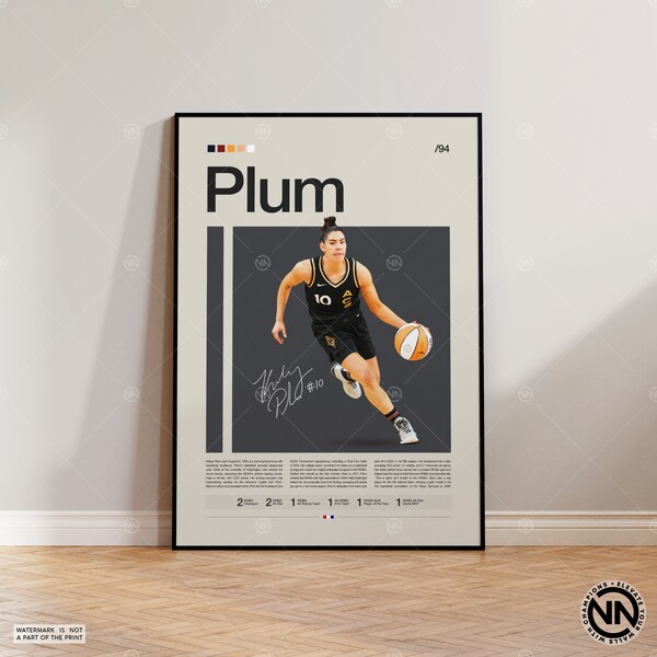 Affiche Kelsey Plum, Las Vegas Aces, Affiche de la WNBA, Affiche de sport, Moderne Mid-Century, Fans de la WNBA, Cadeau de basket-ball, Posters de chambre de sport