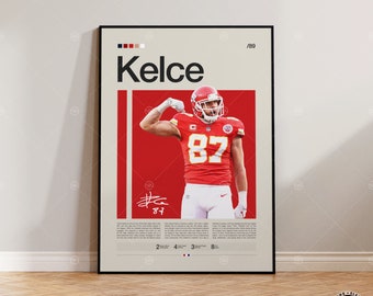 Travis Kelce Poster, Kansas City Chief Poster, NFL Poster, Sport Poster, Football Poster, NFL Wandkunst, Sport Schlafzimmer Poster