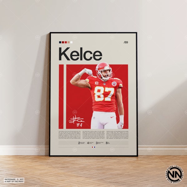 Travis Kelce Poster, Kansas City Chief Poster, NFL Poster, Sports Poster, Football Poster, NFL Wall Art, Sports Bedroom Posters