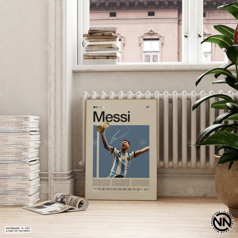 Lionel Messi Poster, Argentina Soccer Print, Soccer Gifts, Sports Poster, Football Player Poster, Soccer Wall Art, Sports Bedroom Posters image 2