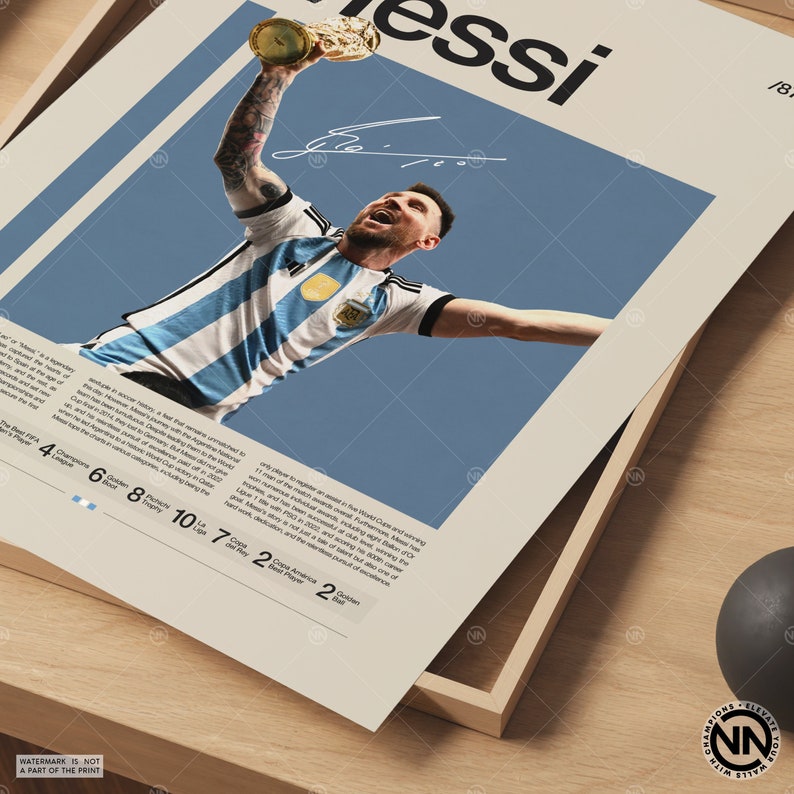 Lionel Messi Poster, Argentina Soccer Print, Soccer Gifts, Sports Poster, Football Player Poster, Soccer Wall Art, Sports Bedroom Posters image 5
