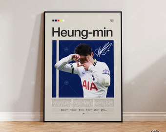 Son Heung-min Poster, Tottenham Hotspur Poster, Soccer Gifts, Sports Poster, Football Player Poster, Soccer Wall Art, Sports Bedroom Posters