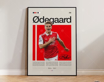 Martin Ødegaard Poster, Arsenal FC Poster, Soccer Gifts, Sports Poster, Football Player Poster, Soccer Wall Art, Sports Bedroom Posters