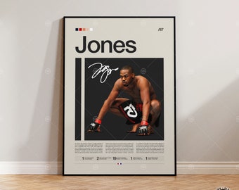 Jon Jones Poster, UFC Poster, MMA Poster, Boxing Poster, Sports Poster, Mid-Century Modern, Motivational Poster, Sports Bedroom Posters