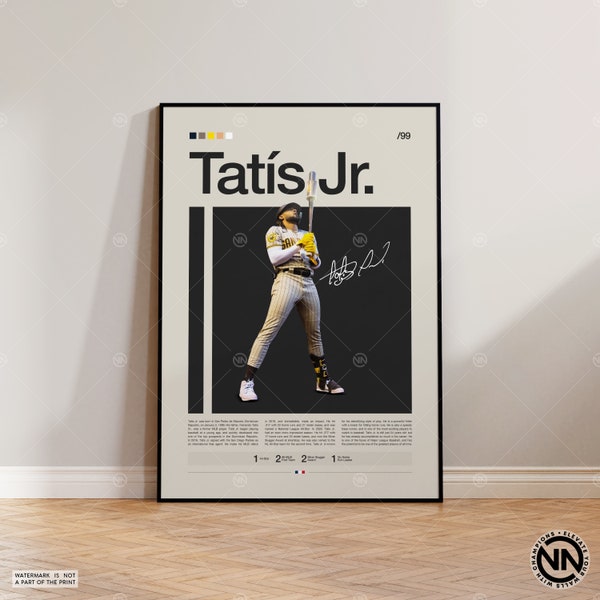 Affiche Fernando Tatís Jr., Padres de San Diego, impressions de baseball, affiche de sport, cadeau pour joueur de baseball, oeuvre d'art murale baseball, affiches de chambre de sport