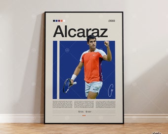 Carlos Alcaraz Poster, Tennis Poster, Motivationsposter, Sport Poster, moderne Sportkunst, Tennis Geschenke, minimalistisches Poster, Tennis Art