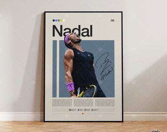 Poster Rafael Nadal, Poster de tennis, Poster de motivation, Poster de sport, Art sportif moderne, Cadeaux tennis, Poster minimaliste, Art tennis