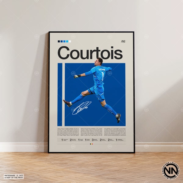 Thibaut Courtois Poster, Real Madrid Poster, Soccer Gifts, Sports Poster, Football Player Poster, Soccer Wall Art, Sports Bedroom Posters