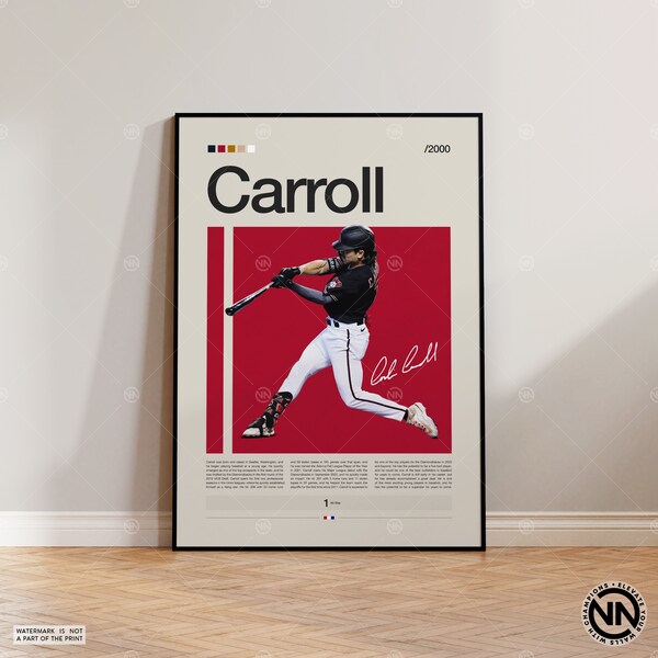 Corbin Carroll Poster, Arizona Diamondbacks, Baseball Prints, Sports Poster, Baseball Player Gift, Baseball Wall Art, Sports Bedroom Posters