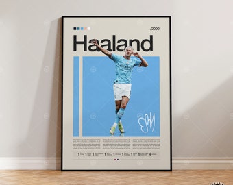 Erling Haaland Poster, Manchester City Poster, Fußball-Geschenke, Sport-Poster, Fußballspieler-Poster, Fußball-Wandkunst, Sport-Schlafzimmer-Poster