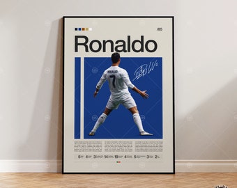 Cartel de Cristiano Ronaldo, Cartel del Real Madrid, Regalos de fútbol, Cartel deportivo, Cartel de fútbol, Arte de pared de fútbol, Carteles de dormitorios deportivos