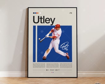 Affiche Chase Utley, Phillies de Philadelphie, impressions de baseball, affiche de sport, cadeau pour joueur de baseball, art mural baseball, affiches de chambre de sport