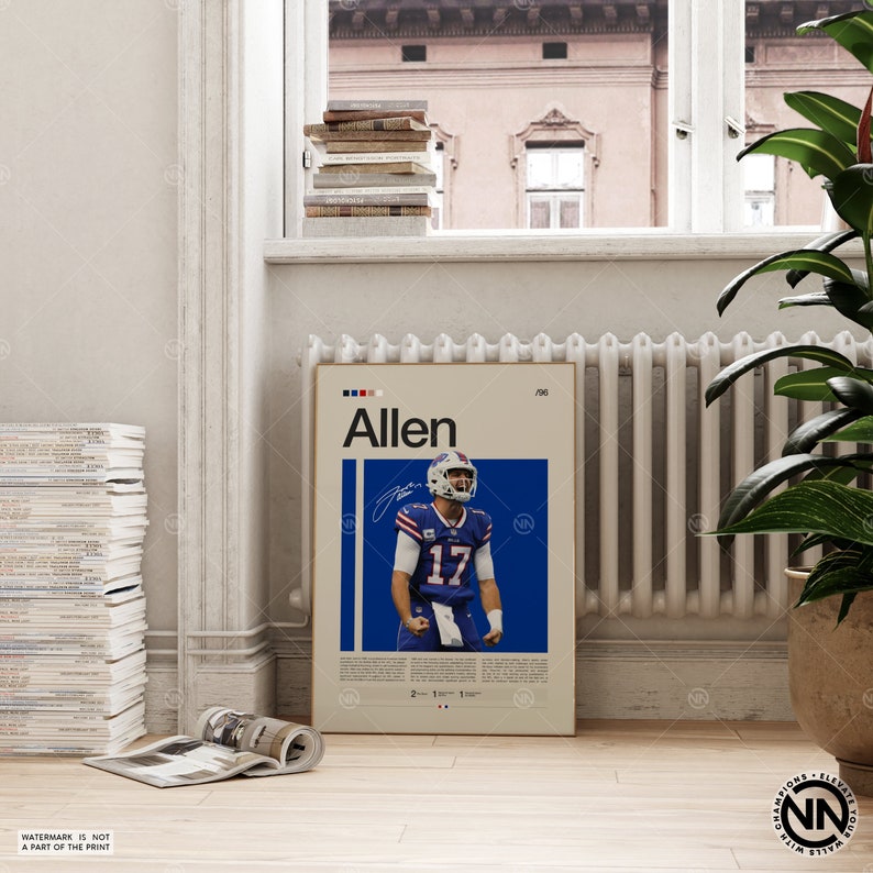 Josh Allen Poster, Buffalo Bills Poster, NFL Poster, Sports Poster, NFL Fans, Football Poster, NFL Wall Art, Sports Bedroom Posters image 2