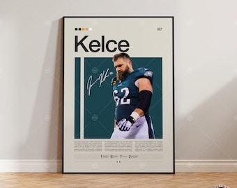 Jason Kelce Poster, Philadelphia Eagles Print, NFL Poster, Sports Poster, NFL Fans, Football Poster, NFL Wall Art, Sports Bedroom Posters