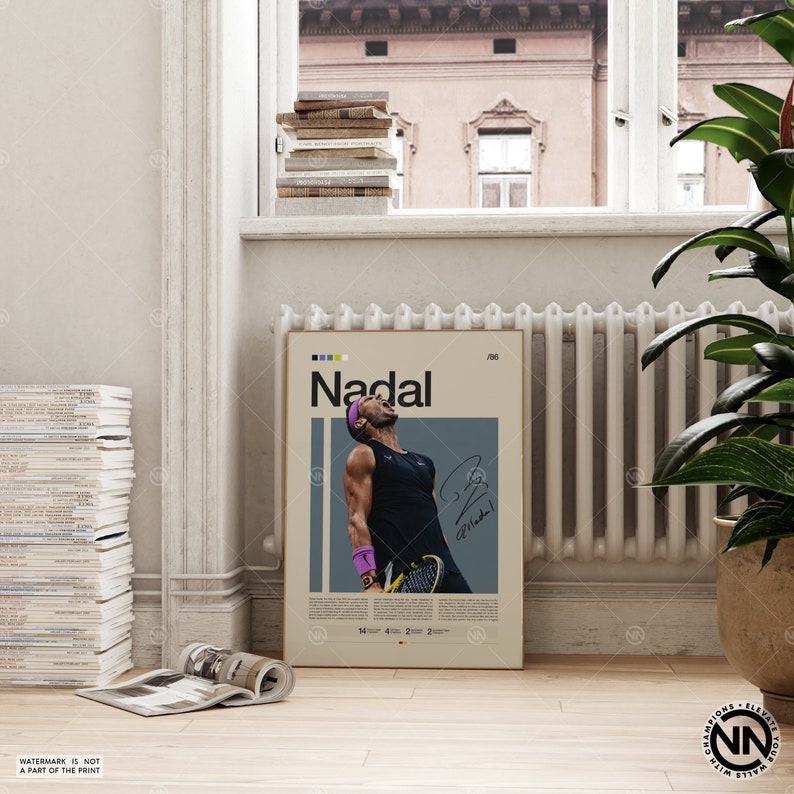 Rafael Nadal Poster, Tennis Poster, Motivational Poster, Sports Poster, Modern Sports Art, Tennis Gifts, Minimalist Poster, Tennis Art zdjęcie 2