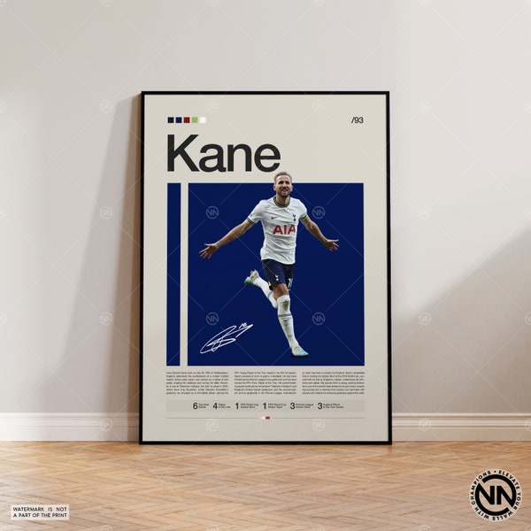 Harry Kane Poster, Tottenham Hotspur Poster, Fußball Geschenke, Sport Poster, Football Player Poster, Fußball Wandkunst, Sport Schlafzimmer Posters