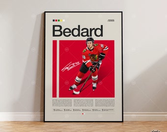 Connor Bedard Poster, Chicago Blackhawks Poster, NHL Poster, Hockey Poster, Sports Poster, Mid-Century Modern, Sports Bedroom Posters