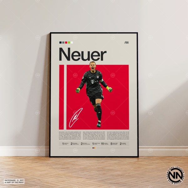 Manuel Neuer Poster, Bayern München Poster, Fußball Geschenke, Sport Poster, Fußballspieler Poster, Fußball Wandkunst, Sport Schlafzimmer Poster